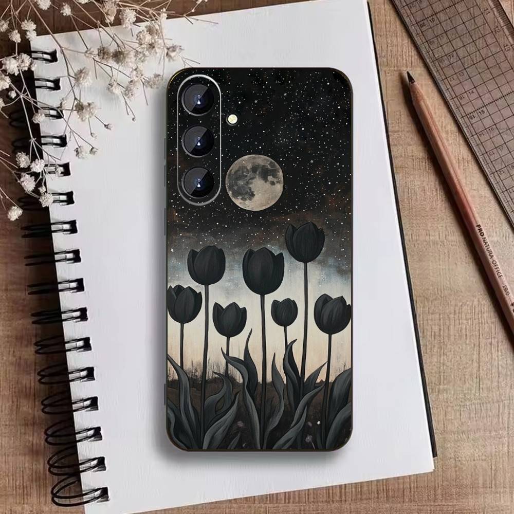 Starry Night Whimsical landscape Phone Case For Samsung Galaxy A73,21,22,32,71,53,52,51,80,5G Soft Black Cover
