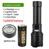 100000LM Ultra Bright LED Flashlight Rechargeable with Flame Ignition&Window Breaker Tactic Torch for Outdoor Camping Adventure