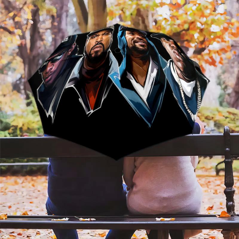 Hiphop Crew Boombox Folding Umbrella 8 Paraphenoid Bones Suitable For All Seasons Travel Umbrella Three Folds Outdoor