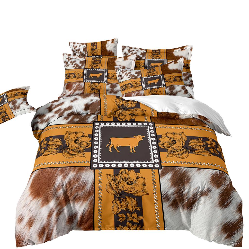 3D Printed Leopard Print Three-Piece Set Bedding Polished Duvet Cover