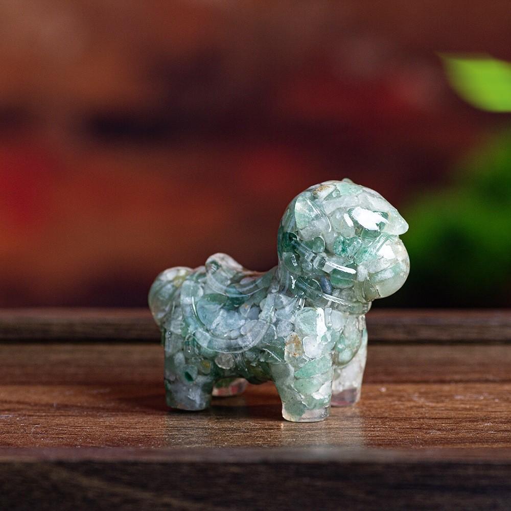 Resin Animal Ornament With Water Crystal Fill For Office Desk And Wealth Enhancement