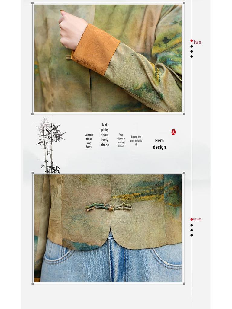 Frühling 2025 Damen vielseitige Jacke im chinesischen Stil mit Froschverschluss und Stehkragen, ZQ2506