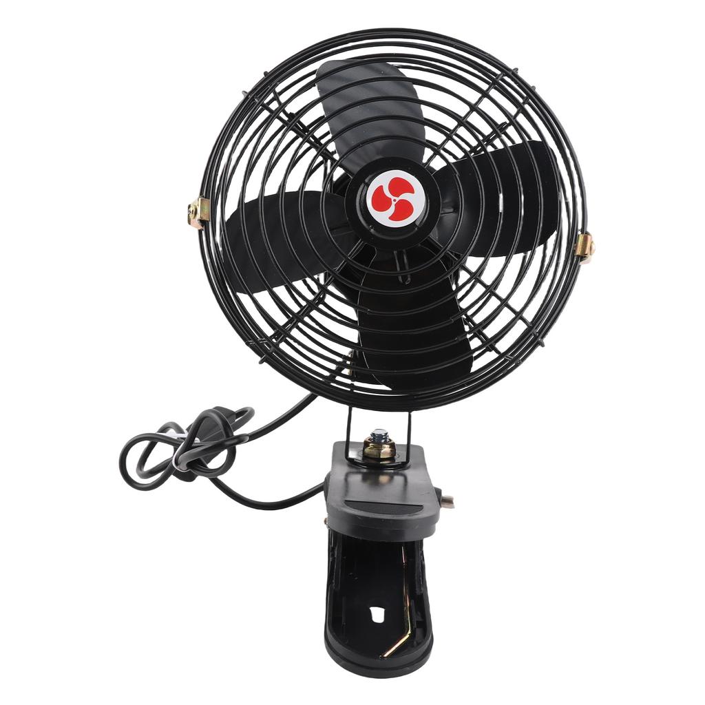 8in Car Cooling Fan Cigar Lighter Powered Black Quiet Metal Clip On Fan for Car Truck SUV RV Boat Bus DC12V