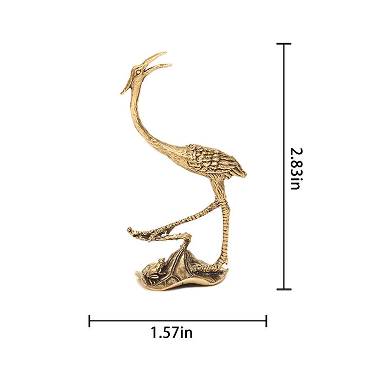1Pcs Crane Statue Crafts Brass Crane Ornament Miniature Crane Decor Animal Figurines For Lawn Porch Patio
