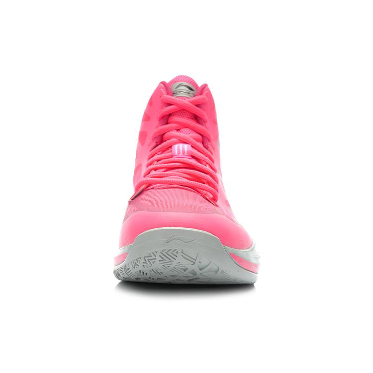 Li Ning SONIC 3 Mesh Slip Resistant Coverage Support Cushioning High top Basketball Shoes Men's Pink Gray ABPK021-5