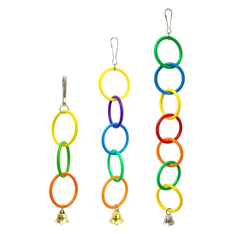 

3 Pieces Colorful Rings Bird Stand Toy Swing With Chain and Rings Encouraging Play Activity For Pet Birds 1