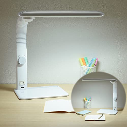OHM Electric LED Study Stand, Dimmable, Left-Handed, with USB Port, White, ODS-LDAK6N, 06-1849