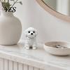Small Dog Figurine 3D Printed Sitting Figurine, Mini White Statue for Desk Retro Ornament Decor, Modern Animal Shape Home Office Bookshelf Minimalist