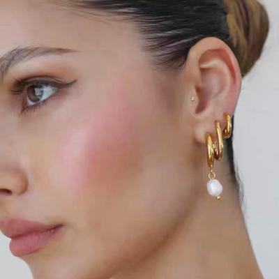 Baroque Ear Buckle Women'S Titanium Steel Gold-Plated Non-Fading High-Quality Wind Fashion Stainless Steel Earrings