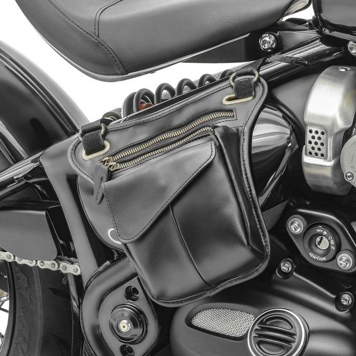 Sacoche latérale en cuir noir Craftride pour Triumph Bonneville Bobber