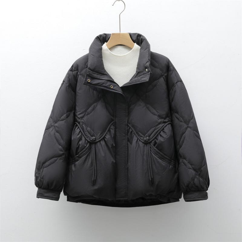 Feather 90 White Duck Down New National Standard Autumn and Winter New Stand-up Collar Solid Color Simple Down Jacket Women