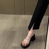 Summer Outdoor Thick Thick Soles Women Slippers Comfortable Soft Sole Ladies Beach Shoes Chic Buckle Belt Solid Female Slides
