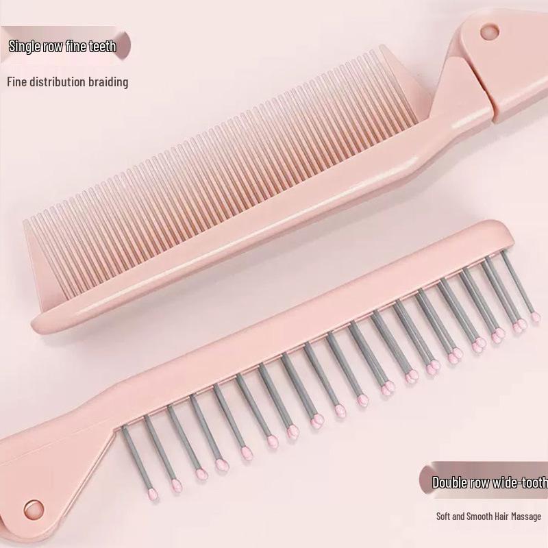 Compact Dual-Use Folding Hair Comb for Women - Ideal for Home, Dorm, and Travel