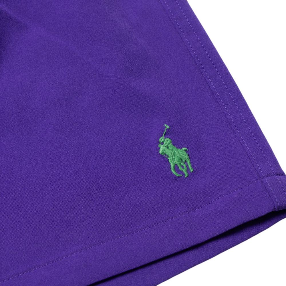 Polo Ralph Lauren Jednobarevné plavky s výšivkou poníka s rovnými nohavicemi Pánské plavky Fialové 710905989-017