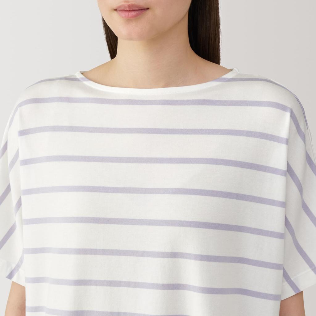 MUJI Smooth and Cool Loungewear Set in Smoky Purple Size XS Women's Short-Sleeve (FD1LBA5S) Stripes,