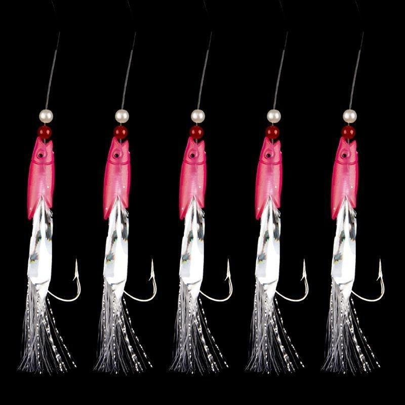 5pcs/ Fish Skin Hook Hook Anti-winding Fish Head Hook Luminous Fishing Gear Hook