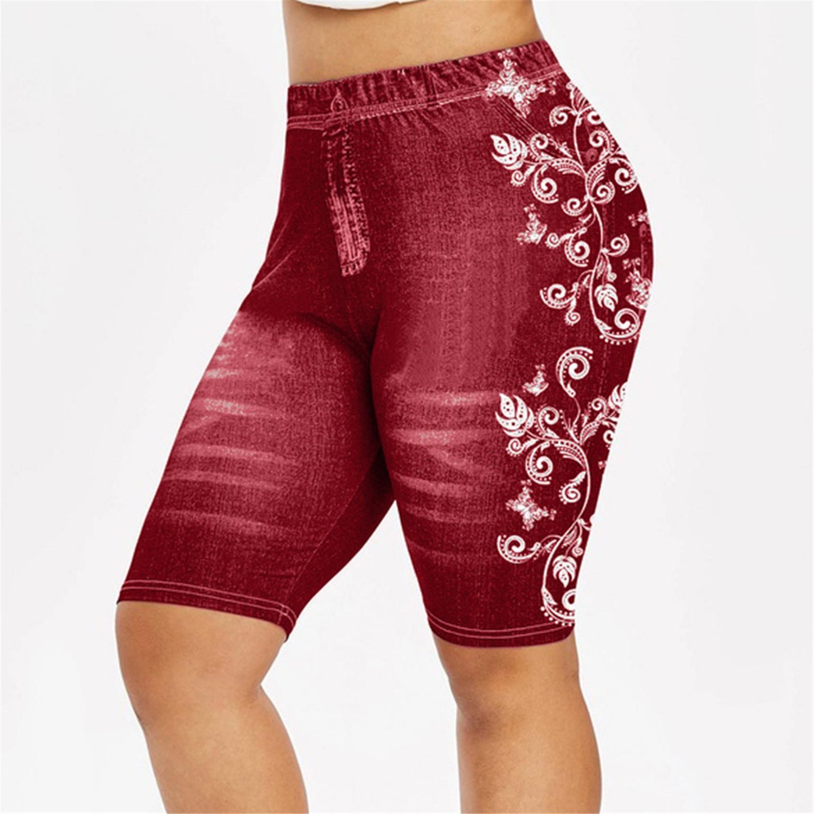 

Женские укороченные джинсы с высокой талией больших размеров, джинсовые эластичные шорты, джинсовые брюки XXXXL красный