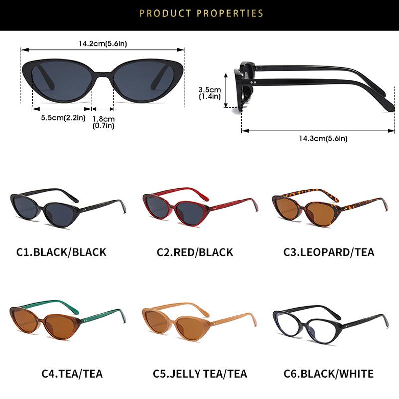 Retro Small Cat Eye Sunglasses Shades UV400 Women Fashion Jelly Tea Sun Glasses