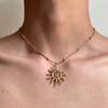 New Fashion Vintage Chic Sun Shaped Pendant Necklace for Women Simple Collarbone Chain Daily Accessories Party Jewelry Gifts