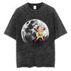Gewaschenes Vintage Anime One Punch Man Saitama Saitamas Fitnessstudio Lustiges Meme Grafik T-Shirt Herren Damen Fitness Freizeit Übergroße T-Shirts