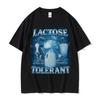 Lactose Tolerant Vintage Milk 90s Funny Graphic TShirt for Men Women High Quality Harajuku Tshirts Comfort Oversized Tee Shirt