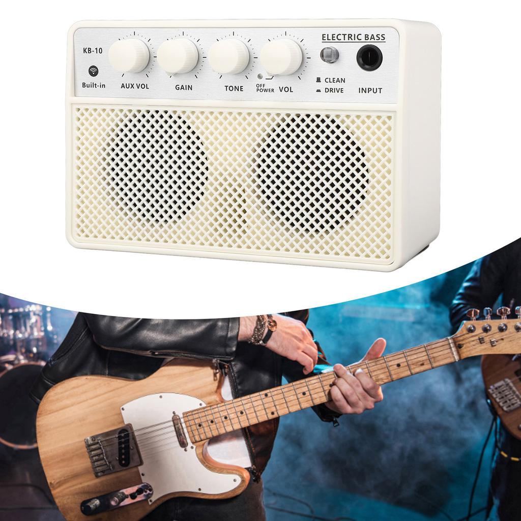 BT Bass Speaker Dual Channel Portable Rechargeable Electric Bass Amplifier 10W DC5V 1A