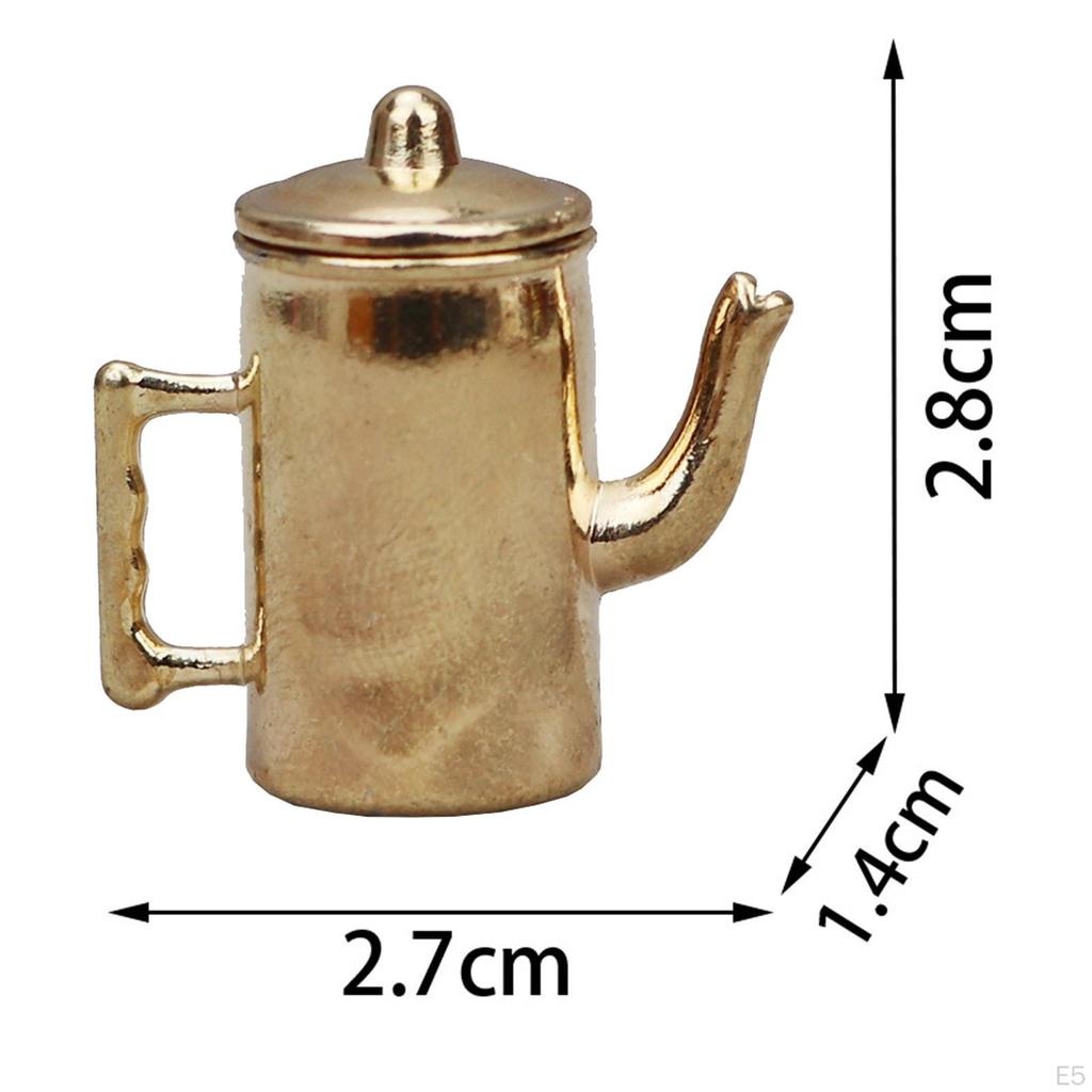 1/12 Dollhouse Mini Coffee Pot Kitchen Appliance Simulation Teapot Miniature Tea Kettle Model for
