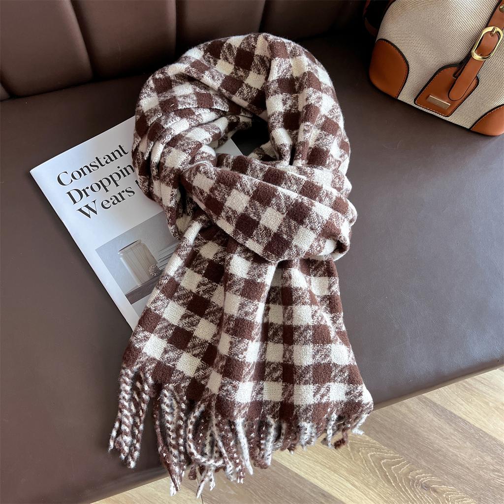 Luxuriöser Winter-Plaid-Schal für Damen Herren Britischer Stil Acryl Kaschmirschals mit Quaste Designer Damen Winter Warmes Kopftuch