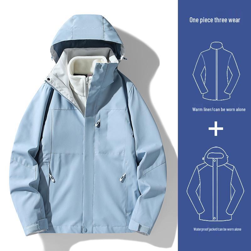 Unisex Windproof & Waterproof 3-in-1 Jacket with Detachable Fleece Liner for Mountaineering