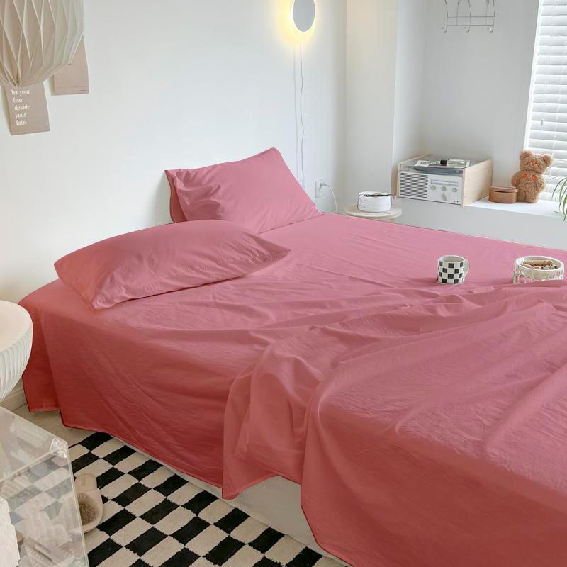 2025 Frühling und Sommer klein frisch einfarbig Laken Einzelstück neu karierte Laken pillingfrei hautfreundlich verdickte Steppdecke Einzelbett Hut