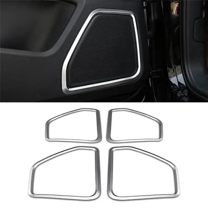 For Porsche Macan 2015- Silver ABS Door Speaker Horn Ring Frame Cover Trim Parts
