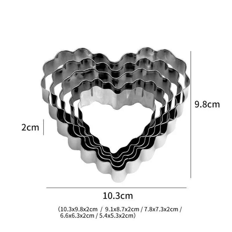 Love Heart Stainless Steel Cookie Cutter Mould DIY Wave Heart Shape Biscuit Mold Fondant Pastry Cake Decorating Baking Tool