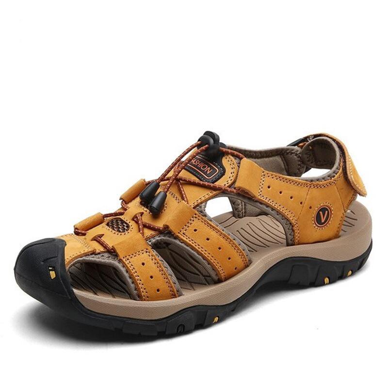 Fashion Genuine Leather Men Shoes Summer New Large Size Men's Sandals Men Sandals Fashion Sandals Slippers Big Size 38-47