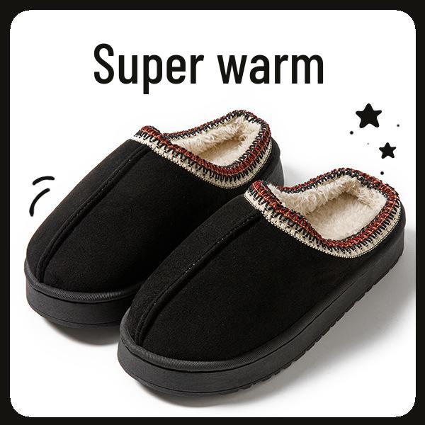 Women's & Men's Suede Cotton Slippers - Non-slip, Plush, Warm, Thick Sole for Indoor Use - Perfect for Autumn & Winter.