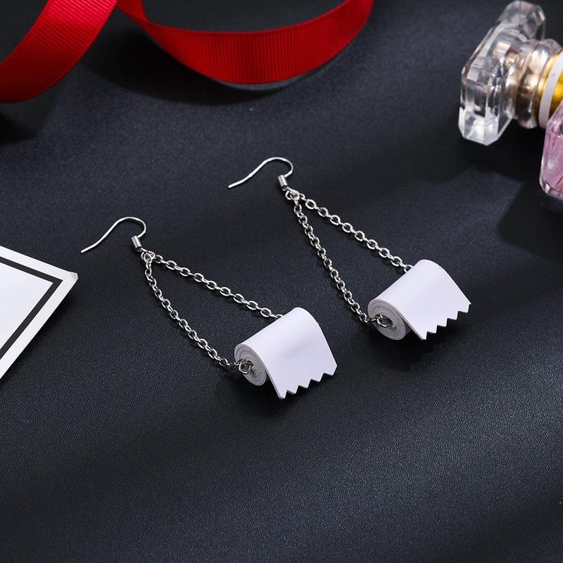 1Pair Sterling Toilet Paper Roll Earrings Hook Ear Wire Polymer Clay Handmade