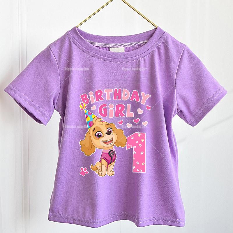 Girls' Short Sleeve T-Shirt Cute Anime Fashion Summer Top Paw Patrol Baby T-Shirt Cartoon Birthday Gift