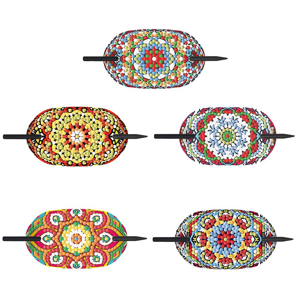 5Pcs PU Mandala Pattern Diamond Embroidery Painting Hairpins Kit Handmade Diamond Headware Hair Sticks Gifts for Women Girls