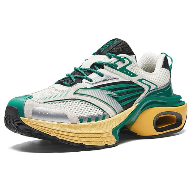 Anta Cushioning Slip Resistant Height Increasing Low top Nitrogen Technology Running Shoes Men's White Green 912425503-6