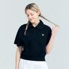 AVAVE Women'S Big Collar Zip-Up T-Shirt Black