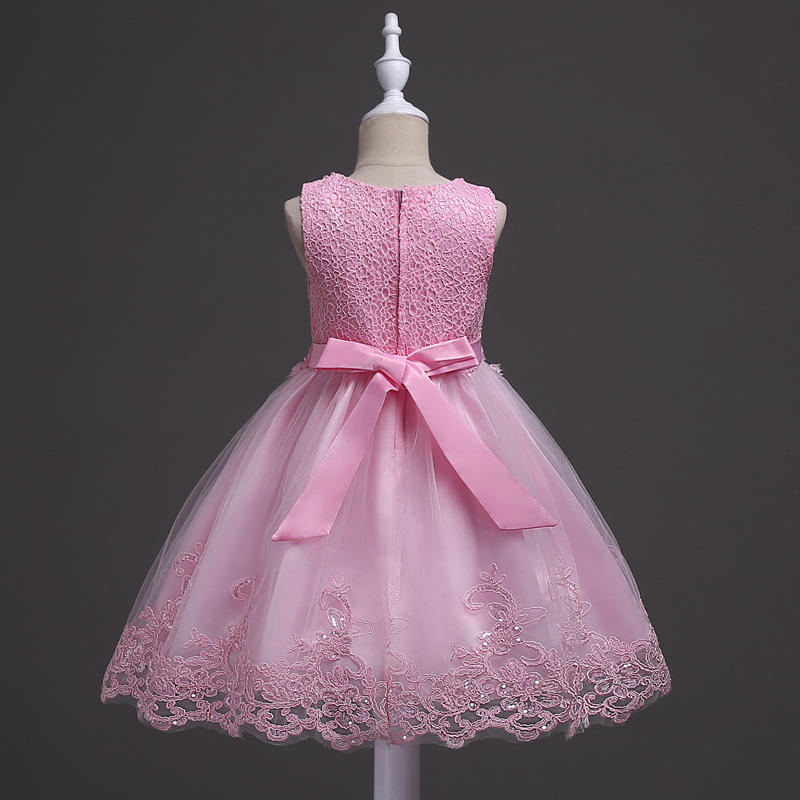 Children's Beaded Princess Tutu Skirt Summer Girls Vest Mesh Skirt