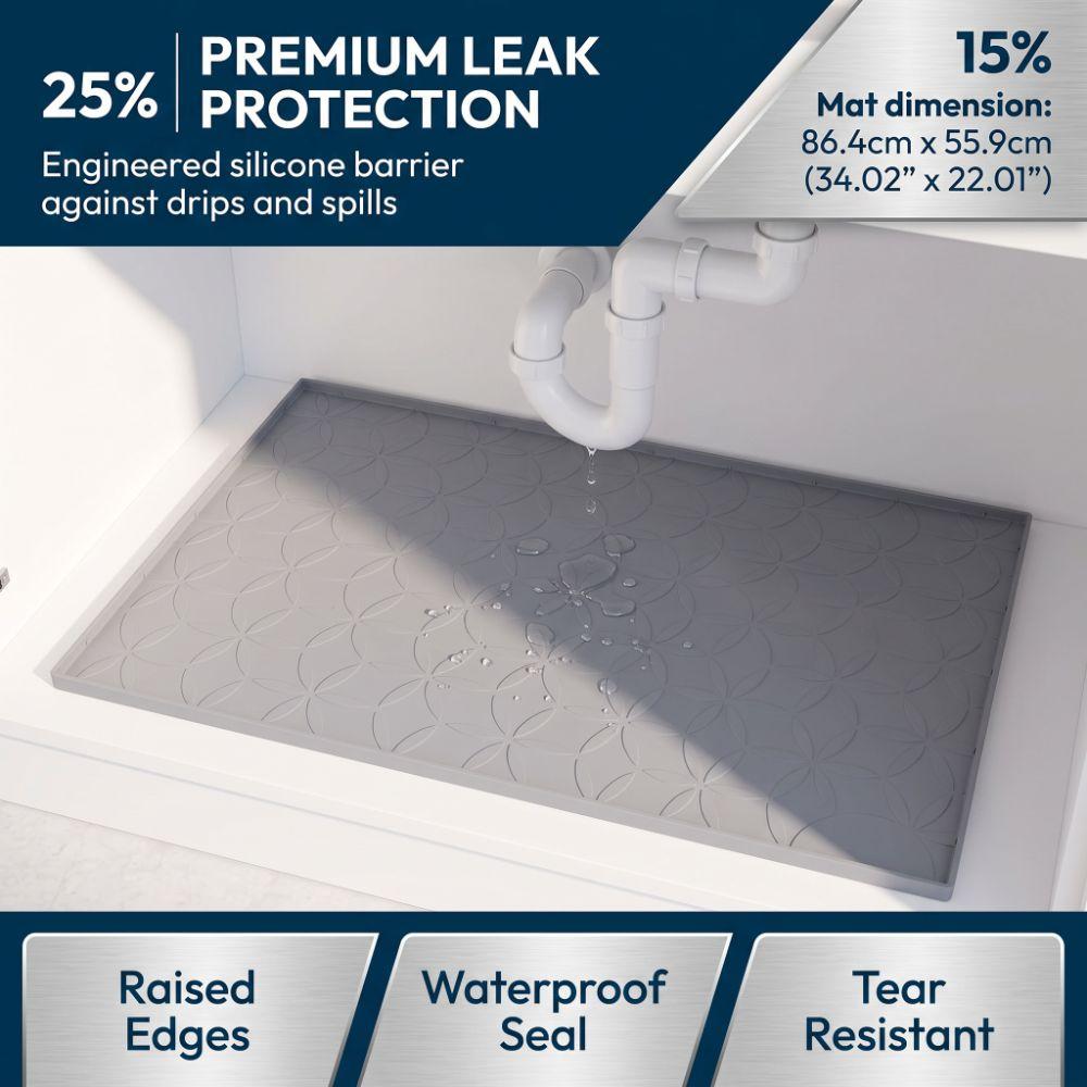 Silicone Floor Protector Mat Grey Under Sink Liner Durable Under Sink Mat Under Kitchen Sink