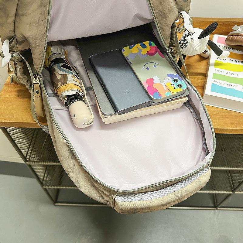 Schoolbag Chinese and college students couple backpack, large capacity English alphabet student leisure travel backpack computer bag