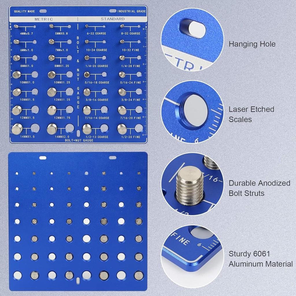 Nut And Bolt Thread Checker High Precision Screw Measuring Gauge Aluminum Alloy Metric Size Nut Checker