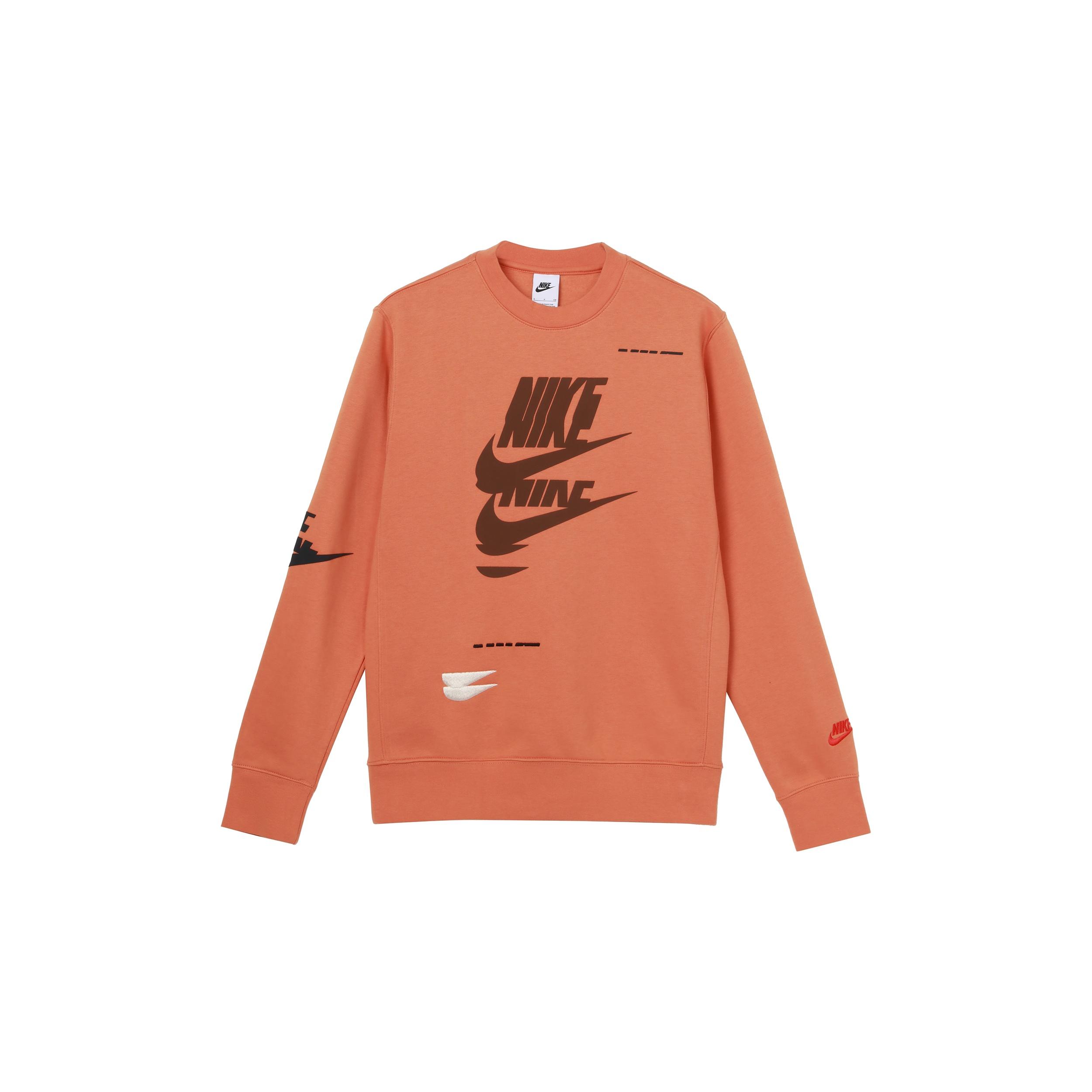 Nike Sportswear Sport Logo Printing Fleece Round Neck Pullover  Orange  Men s DM6876-808 XXL