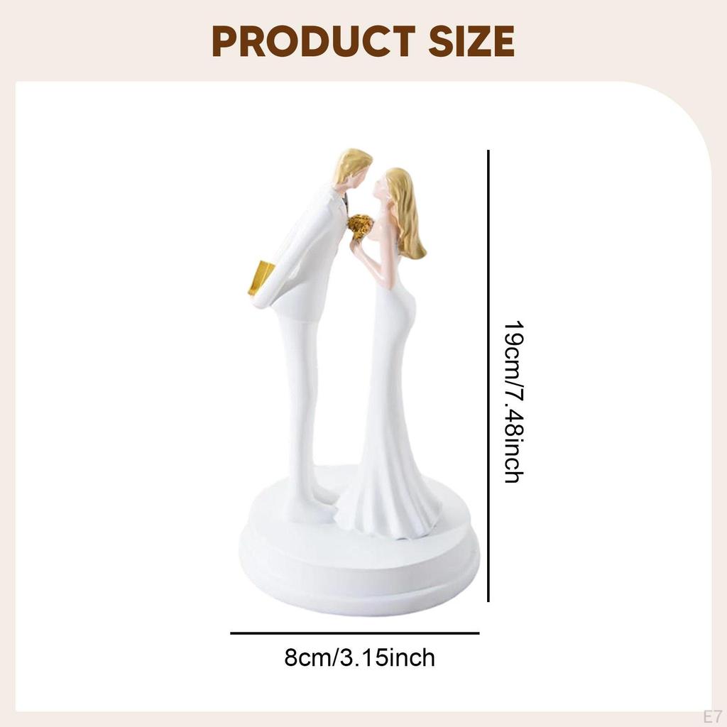 Figurine de mariés, statue de couple, artisanat romantique, décoration de table pour mariage