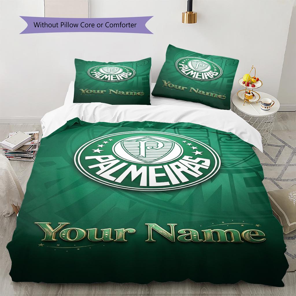 Name Custom SE Palmeiras Logo Pattern Bedding Set Quilt Cover Pillowcase Home Decor Gift (1 * Duvet Cover + 2 * Pillowcase, Without Core)