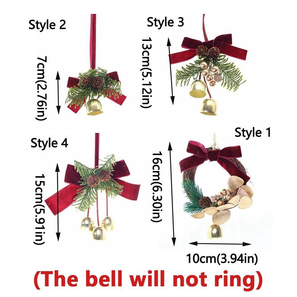 Velvet Bow Christmas Bell Wreath Creative Christmas Bell Pendant  Xmas Party Supplies