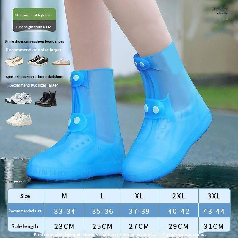 1Pair Tpu Shoe Cover Rain Boots Cover Waterproof Non-Slip Shoes Protector Outdoor Reusable Thickened Footwear