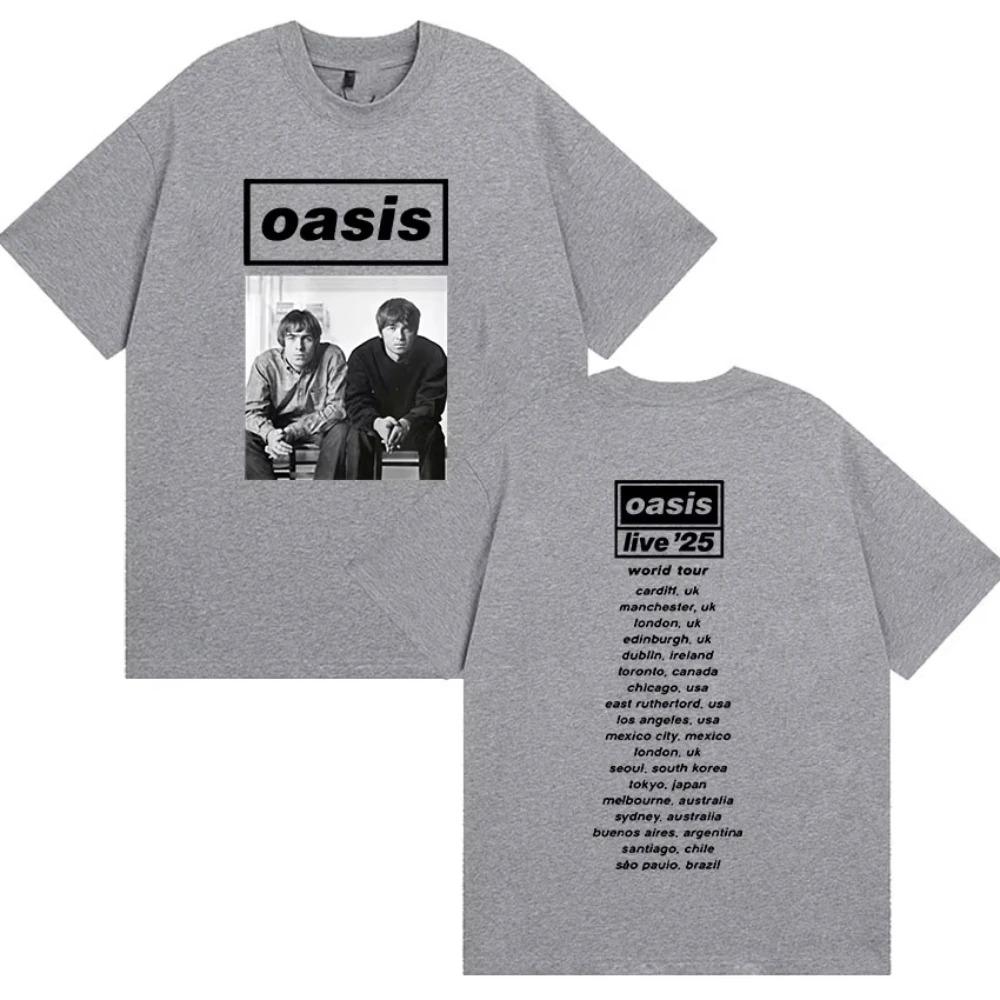 

British Rock O-Oasis Live 26 Tour 2026 New T Shirt Women s Hip Hop Gothic Short Sleeve T-shirts Men Punk Tide Clothing T-shirts XXXL зелений