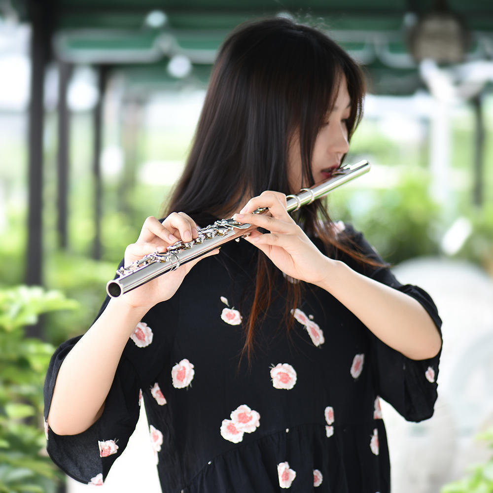 16 Holes Closed Hole Flute C Key Flutes Cupronickel Woodwind Instrument with Cleaning   Cloth Rod Gloves Screwdriver
